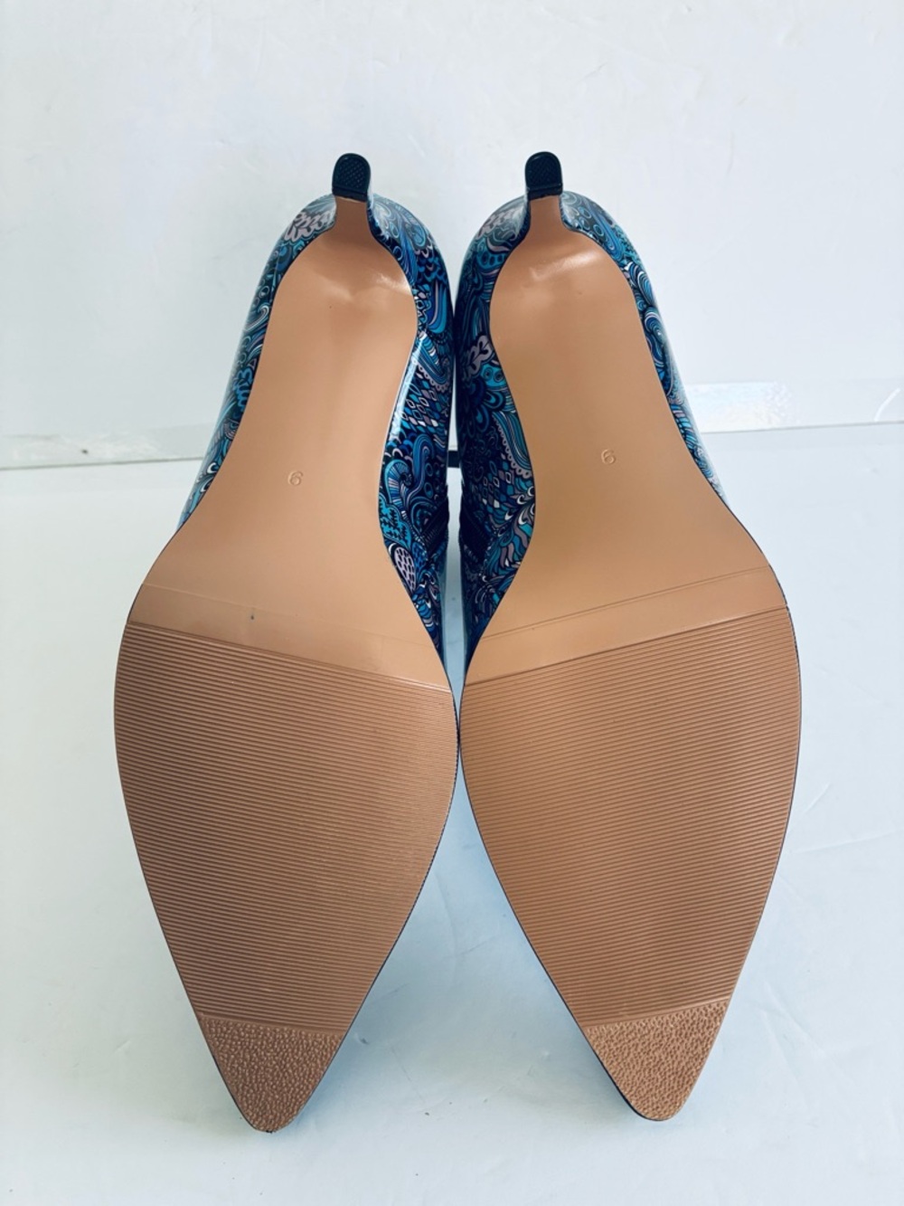 Women’s Blue Paisley Pointed-Toe Ankle Boot with Bling Style Buckle Size 9 NEW - Picture 9 of 10